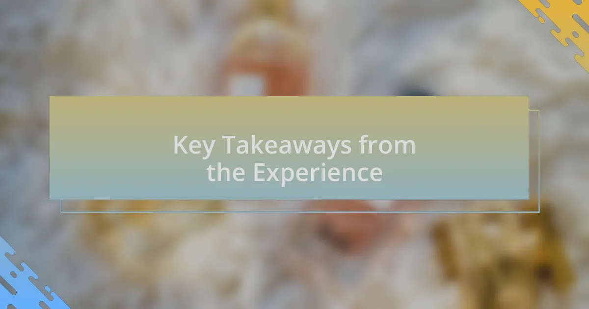 Key Takeaways from the Experience