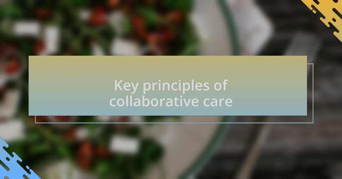 Key principles of collaborative care